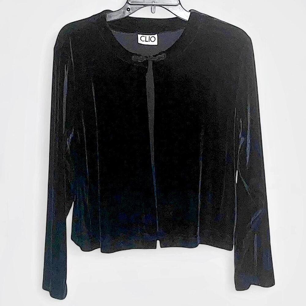 CLIO Vintage Black Velvet Gothic Cardigan - Size L (Fits M/L)